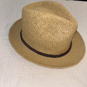 Capas Fedora Straw Classic Vent Natural Fiber Godfather Hat Tan Med NEW